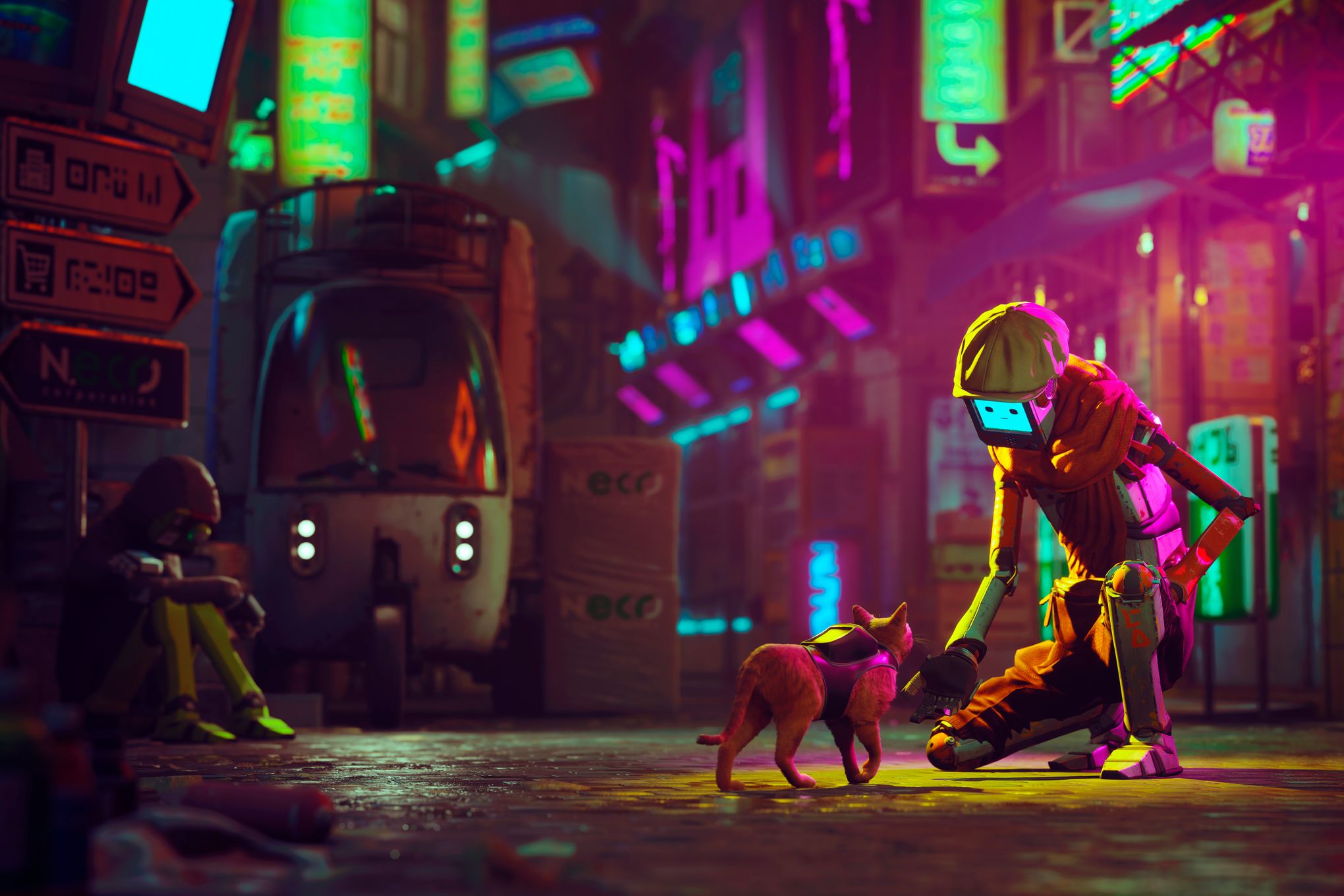 Stray is a game whose hero is a cat in the world of robots
