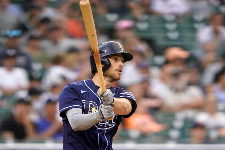 Brandon Lowe of the Tampa Bay Rays on before a game against the