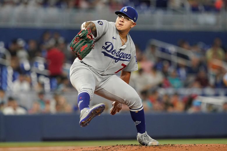 Trea Turner gets hit in the helmet by a pitch from Edward Cabrera