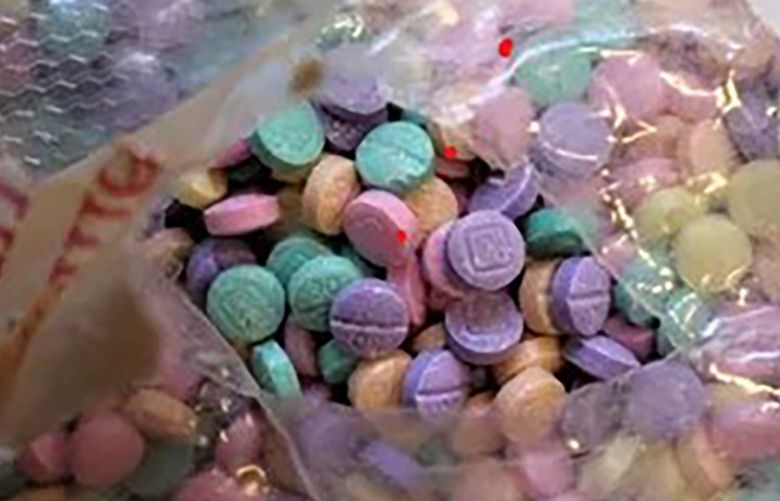 Rainbow fentanyl is a synthetic opioid that has been dyed various colors. At both the U.S. southern border and in Oregon, law enforcement officers have recently seized rainbow fentanyl in two forms – pills and pressed blocks. The pills could be easily mistaken for candy, and the pressed blocks resemble the sidewalk chalk that children play with.