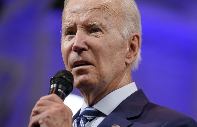 President Joe Biden speaks at the Arnaud C. Marts Center on the campus of Wilkes University, Tuesday, Aug. 30, 2022, in Wilkes-Barre, Pa. (AP Photo/Evan Vucci) PAEV431 PAEV431