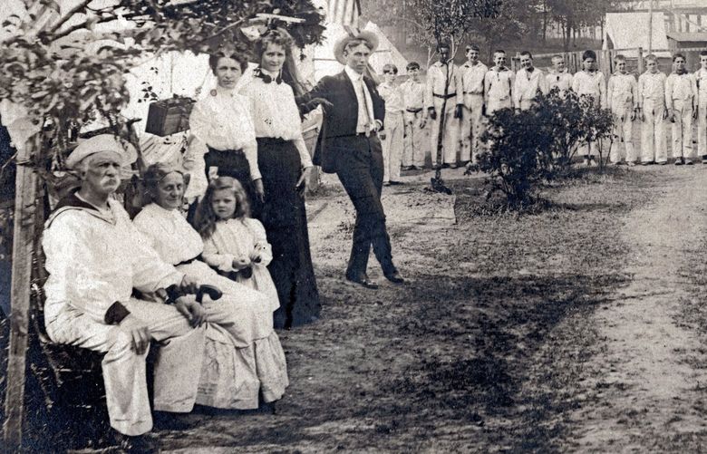 THEN1: In summer 1904, more than 30 boys wearing sailorsâ€™ whites stand at attention on the north end of todayâ€™s Luther Burbank Park, where they sheltered in tents awaiting construction of the Industrial Schoolâ€™s first dormitory. Major Cicero Newell sits at far left, also dressed as a sailor. His wife, Emma, sits beside him. The school continued, in various incarnations, through the mid-1960s. Credit: Courtesy Ron Edge
