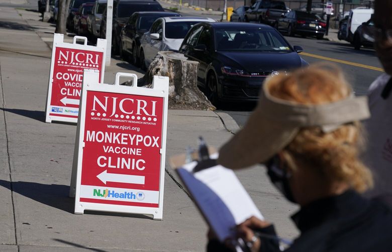 FILE – People line up to receive the monkeypox vaccine at a walk-in clinic at the North Jersey Community Research Initiative in Newark, N.J., on Aug. 16, 2022. With monkeypox cases subsiding in Europe and parts of North America, many scientists say now is the time to prioritize stopping the virus in Africa. (AP Photo/Seth Wenig, File) NAI505 NAI505