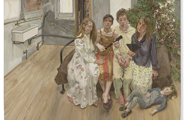 An undated photo via Christie’s shows  “Large Interior, W11 (after Watteau)” by Lucian Freud (1981), that was in the collection of Paul G. Allen. It’s been a closely guarded secret which masterworks in the Microsoft co-founder’s collection will be auctioned at Christie’s in November 2022. (via Christie’s via The New York Times) — NO SALES; FOR EDITORIAL USE ONLY WITH NYT STORY SLUGGED ALLEN MASTERWORKS BY POGREBIN FOR SEPT. 22, 2022. ALL OTHER USE PROHIBITED —  XNYT161 XNYT161