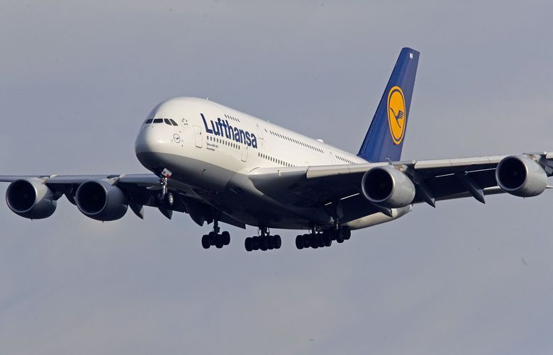 An Airbus A 380 of Lufthansa airline approaches the airport in Frankfurt, Germany, Thursday, Feb. 14, 2019. The European plane manufacturer Airbus said Thursday it will stop making its superjumbo A380 in 2021 for lack of customers, abandoning the world’s biggest passenger jet and one of the aviation industry’s most ambitious and most troubled endeavors. (AP Photo/Michael Probst)