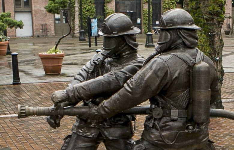 Seattle Firefighters Memorial in Pioneer Square, Sunday March 16, 2014.

–