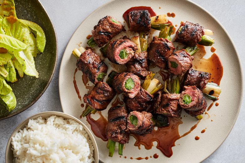 Skewered Beef and Scallions