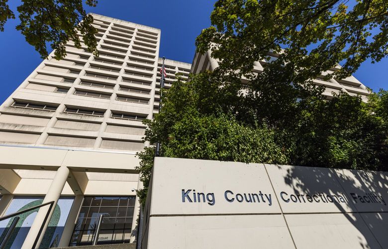 The King County Jail, Tuesday, Aug. 30, 2022 in Seattle. The rate of suicides at Seattle’s jail since August 2021 has far exceeded national averages from before the COVID-19 pandemic, according to the most recent data available.