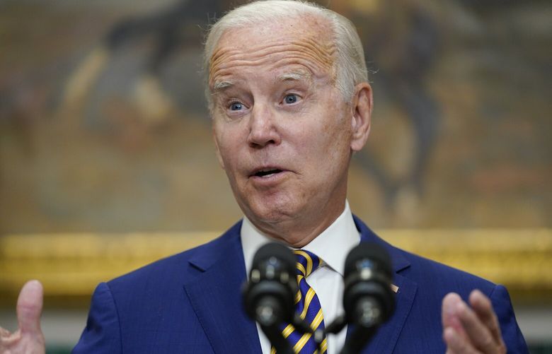 FILE – President Joe Biden speaks about student loan debt forgiveness in the Roosevelt Room of the White House, Aug. 24, 2022, in Washington. The Congressional Budget Office estimates that President Joe Biden’s plan for student debt cancellation will cost about $400 billion over the next 30 years. The estimates were issued Monday in response to a request from Republican lawmakers who oppose Biden’s plan because of its cost. (AP Photo/Evan Vucci, File) WX106 WX106