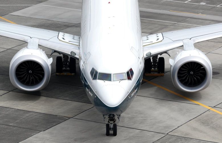 Boeing Seattle Delivery Center – 737 MAX – 061422
A Boeing 737-7 flight test airplane, the smallest in the MAX family sits on the tarmac outside Boeing’s Seattle Delivery Center at Boeing Field Tuesday, June 14, 2022 in Seattle, Wash. 220676