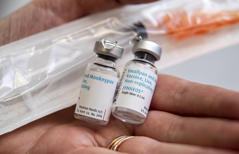 The monkeypox vaccine is seen on Tuesday, Aug. 30, 2022, at the Cabell-Huntington Health Department in Huntington, W.Va. (Sholten Singer/The Herald-Dispatch via AP) WVHUN801 WVHUN801