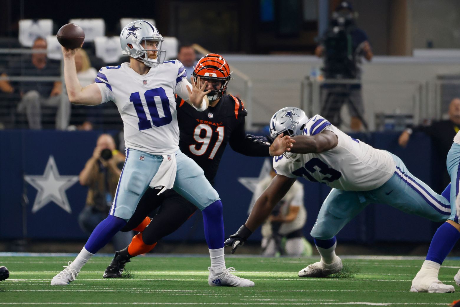 Dallas Cowboys place kicker Brett Maher (19) watches his game