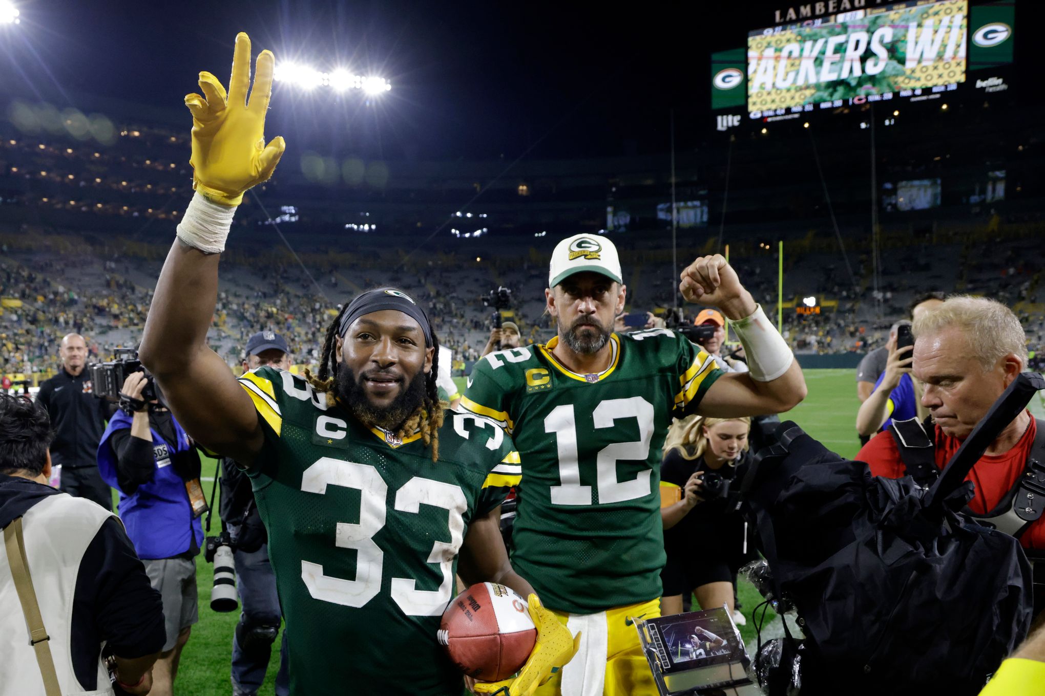 Aaron Jones & AJ Dillon Green Bay Packers Unsigned Runs