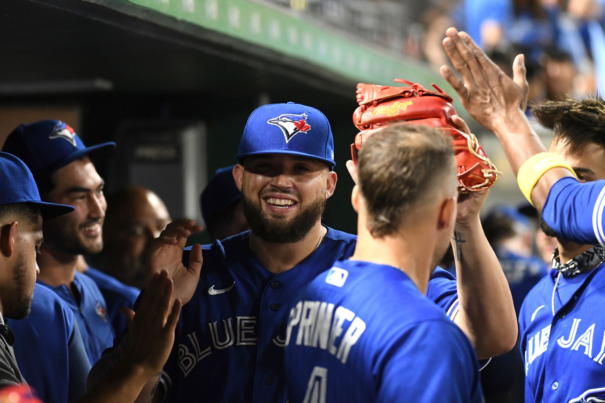 Bo Bichette of the Toronto Blue Jays looks on from the dugout