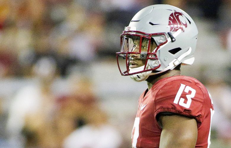 Washington State defensive back Jordan Lee lines up for a play during the second half of an NCAA college football game against Idaho, Saturday, Sept. 3, 2022, in Pullman, Wash. (AP Photo/Young Kwak) OTK