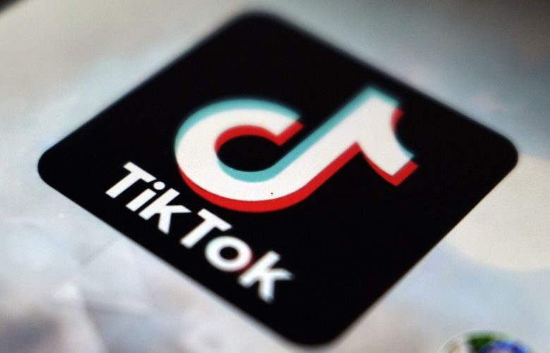 FILE – A view of the TikTok app logo is pictured in Tokyo, Sept. 28, 2020. Young voters are increasingly using the app to learn about politics, elections and issues, and candidates are taking notice. But while politicians from both parties promote the app as a powerful way to reach young voters, some elected officials urge caution. (AP Photo/Kiichiro Sato, File) NYSS405 NYSS405