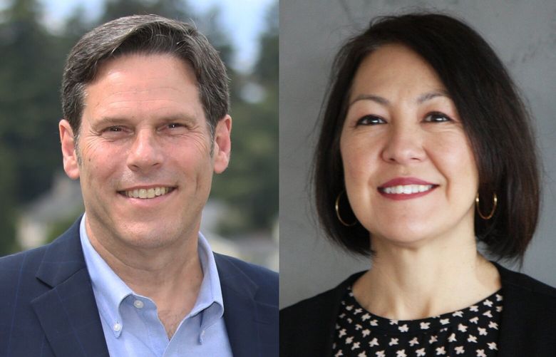 Jim Ferrell, left, and Lessa Manion, candidates vying for King County Prosecutor.