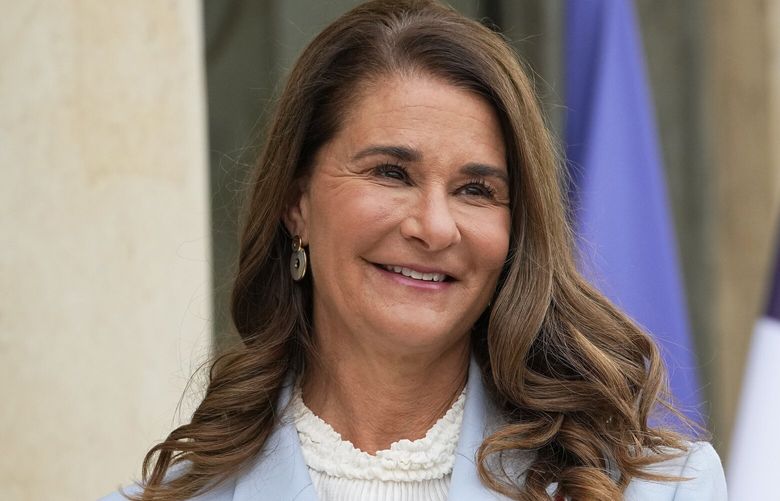 FILE – Melinda French Gates, co-chairperson of the Bill and Melinda Gates Foundation, poses for photographers at a gender equality conference at the Elysee Palace in Paris on July 1, 2021. The Bill & Melinda Gates Foundation donated $10 million to the organization that grew out of the hashtag #GivingTuesday in part to fund a database of charitable giving and other acts of generosity. (AP Photo/Michel Euler, File) NYSS503 NYSS503