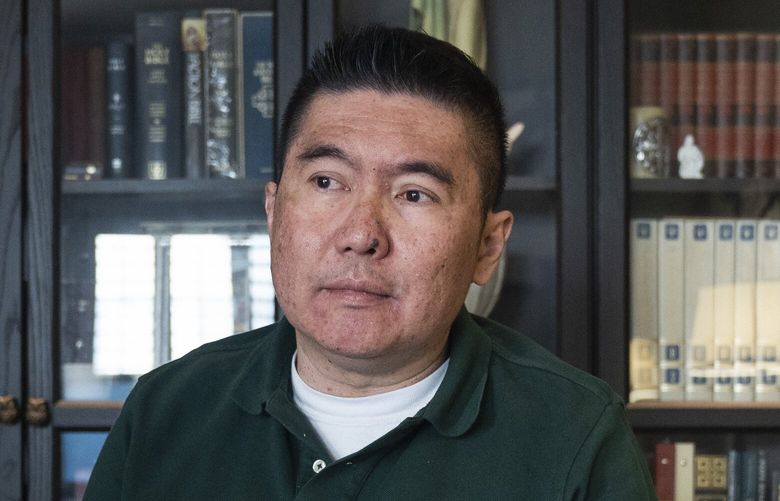 Jonas Geronimo, a Filipino American from Anaheim, Calif., at home on Friday. He opposes considering race in admissions. MUST CREDIT: Photo for The Washington Post by Lauren Justice.