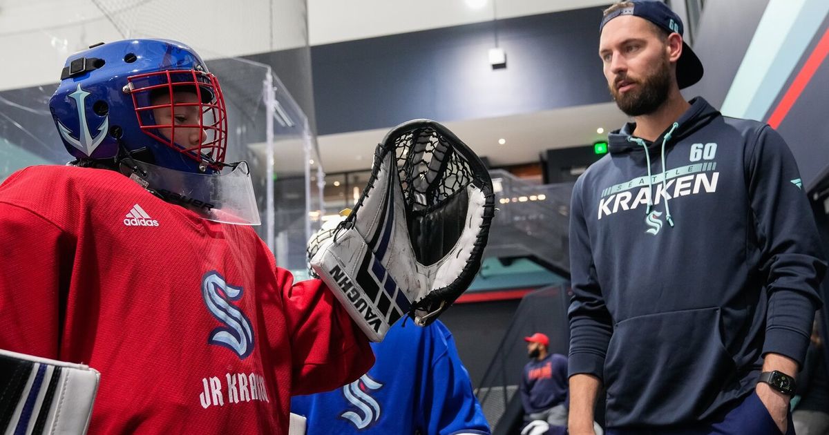 Seattle Kraken - After suffering a knee injury during the IIHF World  Championship game, #SeaKraken goalie Chris Driedger back in the goalie  crease for the Coachella Valley Firebirds as he takes the