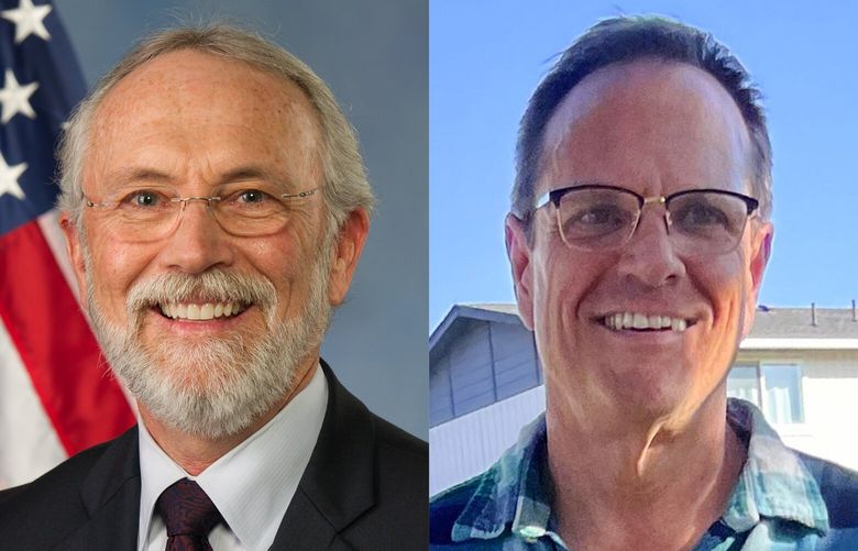 Incumbent Dan Newhouse, and Doug White. Candidates vying for the 4th Congressional District. (Courtesy of campaign and Yakima Herald-Republic)
