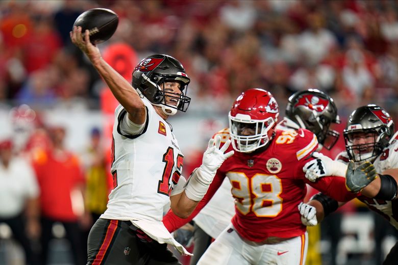 Tampa Bay Buccaneers quarterback Tom Brady (12) throws a pass