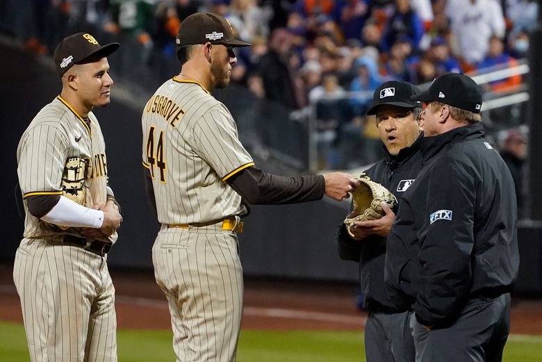 Umps check Padres pitcher Musgrove's ears for sticky stuff