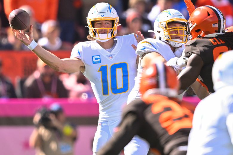 Michael Bandy of the Los Angeles Chargers looks on in the fourth