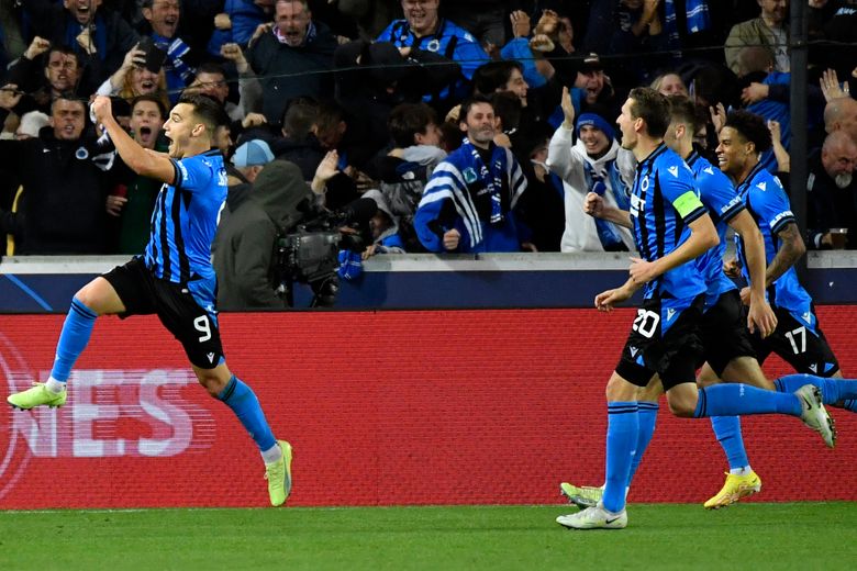 Fans and supporters of Brugge pictured during a soccer game