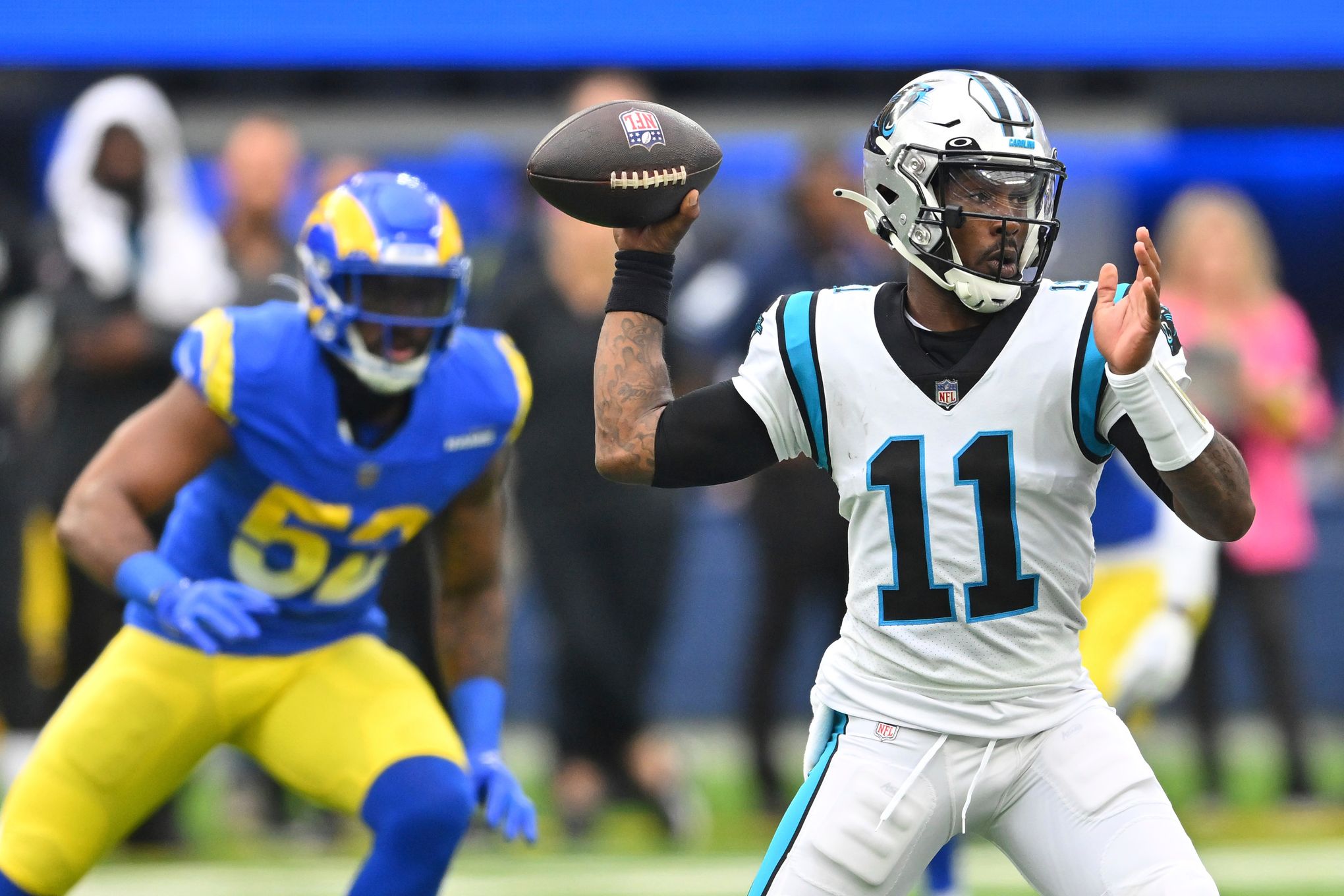 P.J. Walker sees first action this year for Carolina Panthers