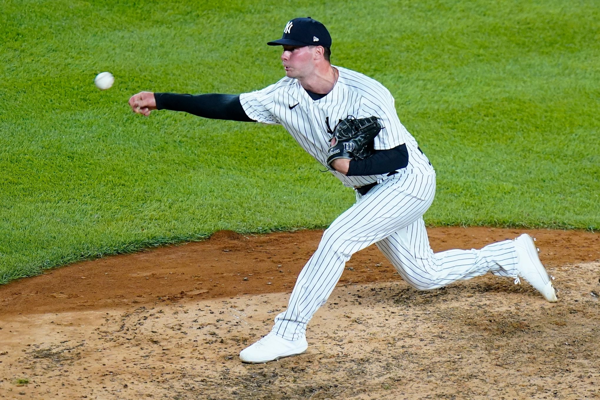 New York Yankees relief pitcher Chad Green throws against the