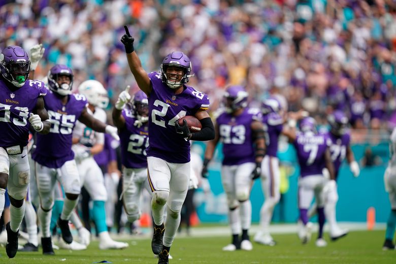 Minnesota Vikings safety Camryn Bynum (24) walks off the field