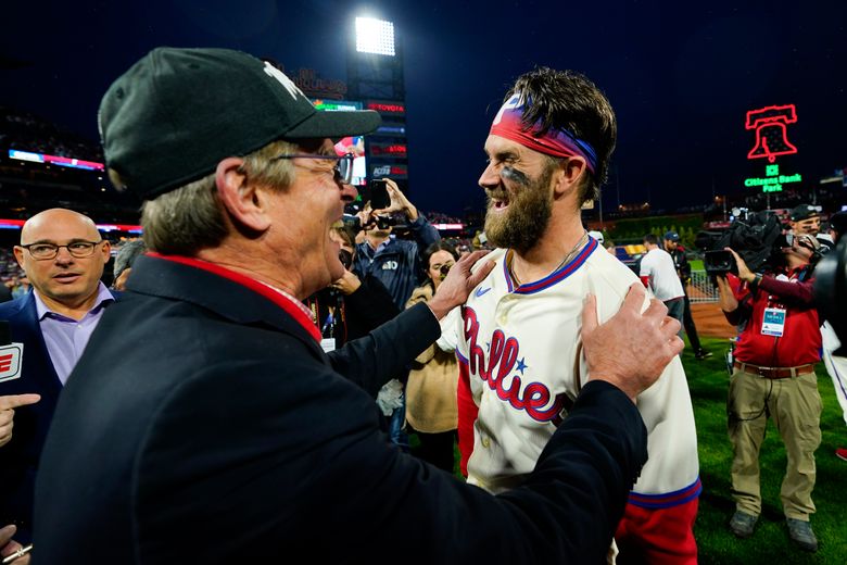 Bryce Harper celebrates his first trip to the NLCS with his family