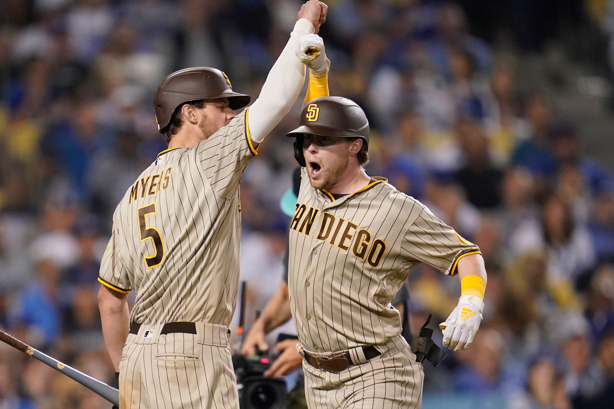 Double play helps rescue Padres in NLDS Game 2 win vs. Dodgers - Los  Angeles Times