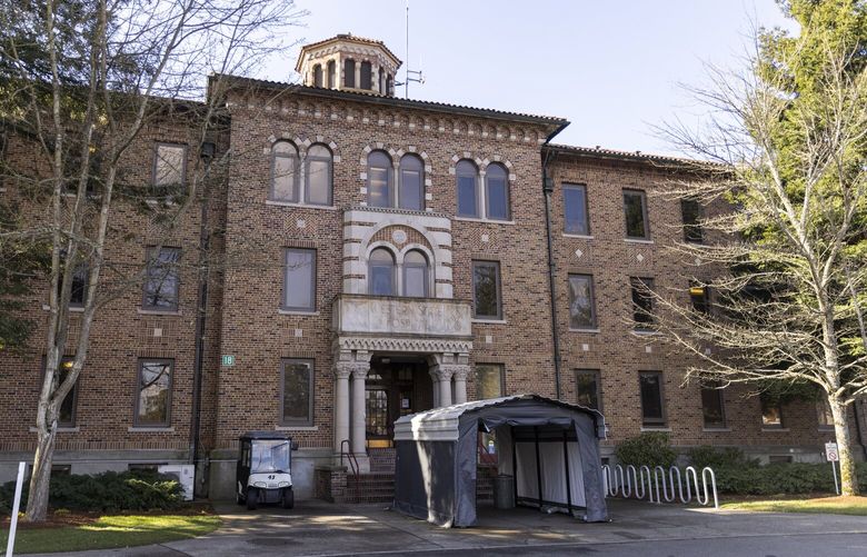 Exterior shot of the Civil Center Administration and Communication Center at Western State Hospital in Lakewood on Thursday, Feb. 24, 2022.