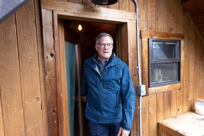 Pierce County Executive Bruce Dammeier visits Left Foot Farm in Eatonville on Nov. 4. Two of three proposed new airport sites shortlisted by a state commission are in rural Pierce County. (Karen Ducey / The Seattle Times)