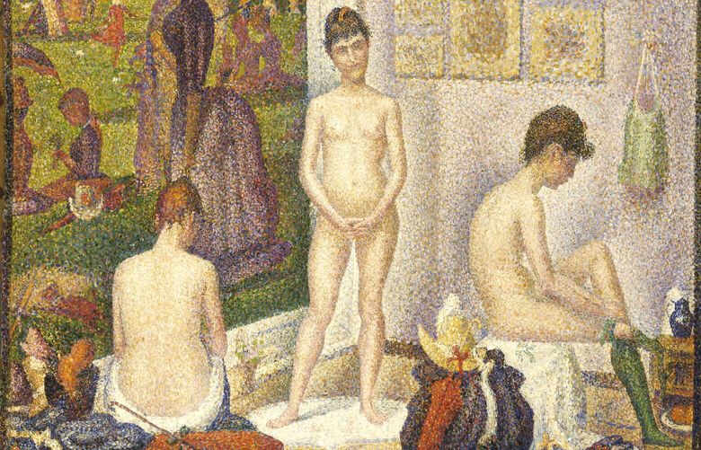 Master Impressionists Meet Modern Works in Landmark Exhibition at Seattle’s EMP. DoubleTake: Monet to Lichtenstein Opens April 2006  featuring artwork owned by Paul Allen

Georges Seurat (1859 – 1891) “Les Poseuses”