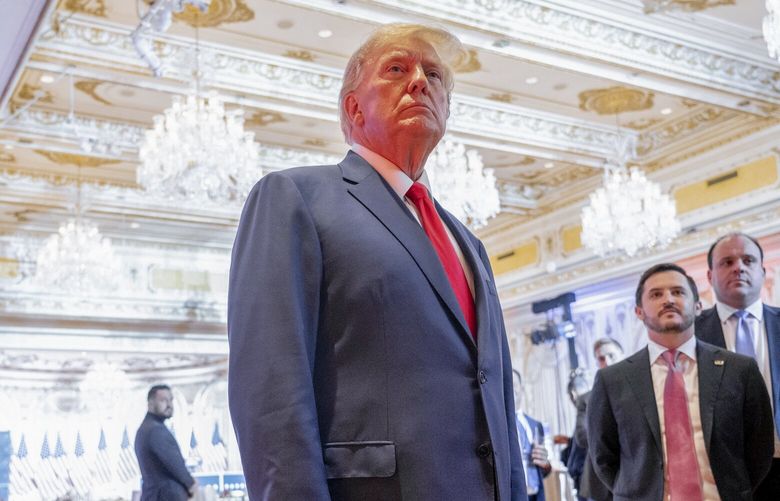 Former President Donald Trump during his election night party at Mar-a-Lago in Palm Beach, Fla. on Nov. 8, 2022. The Trump Organization will license its name for a planned golf course in Oman, renewing questions about the former president’s mixing of politics and business as he appears poised for another run. (Josh Ritchie/The New York Times) XNYT223 XNYT223