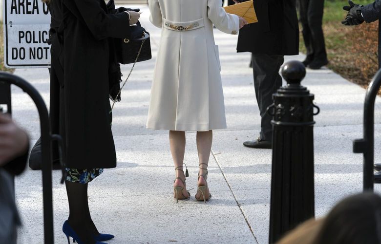 People arrive to attend the wedding of President Joe Biden’s granddaughter Naomi Biden and her fiance, Peter Neal, in a ceremony on the South Lawn of the White House in Washington, Saturday, Nov. 19, 2022. (AP Photo/Jose Luis Magana) DCJL106 DCJL106