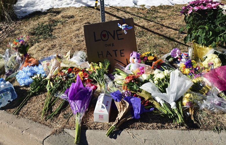A makeshift memorial is set up near Club Q, Sunday, Nov. 20, 2022, in Colorado Springs, Colo. A gunman opened fire at the gay nightclub the night before, killing several people and injuring multiple others before he was subdued by â€œheroicâ€ patrons. (Helen H. Richardson/The Denver Post via AP) CODEN773 CODEN773