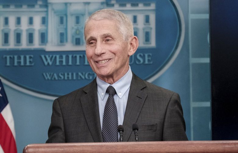 Dr. Anthony S. Fauci, the chief medical adviser to the White House, delivers remarks during a press conference in Washington on Nov. 22, 2022. Fauci said the Biden administration is hopeful that the combination of infections and vaccinations has created “enough community protection that we’re not going to see a repeat of what we saw last year at this time.” (Michael A. McCoy/The New York Times) XNYT116 XNYT116