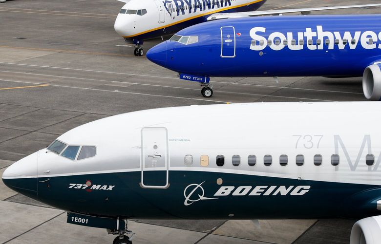 Boeing Seattle Delivery Center – 737 MAX – 061422

A Ryanair 737-8-200, a Southwest Airlines 737-8 and a Boeing 737-7 flight test airplane are seen lined up outside Boeing’s Seattle Delivery Center at Boeing Field Tuesday, June 14, 2022 in Seattle, Wash. 220676