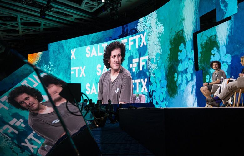 Sam Bankman-Fried speaks at the Crypto Bahamas conference in Nassau on April 27. The rapid collapse of the cryptocurrency exchange built by the billionaire Bankman-Fried raised questions about effective altruism. (Erika P. Rodriguez/The New York Times) 