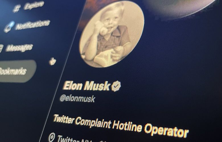 Elon Musk’s Twitter profile as seen Tues., Nov. 1, 2022.