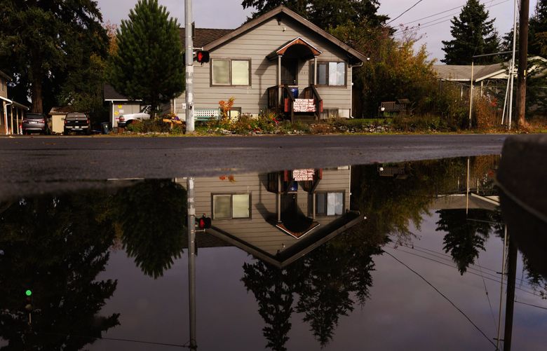 A memorial for Manuel Ellis is seen on Monday, Nov. 7, 2022 on South 96th Street and Ainsworth Avenue South in Tacoma, Wash.
222107 222107 (Erika Schultz / The Seattle Times)