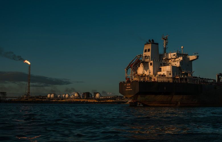 FILE – An oil tanker anchored at the docks of the Cardon Refinery in Punto Fijo, Venezuela, on Dec. 30, 2021. The U.S. Treasury granted Chevron a license for a limited expansion of energy operations in Venezuela on Nov. 26, 2022, signaling the possible beginning of the country’s re-entry into the international oil market. (Adriana Loureiro Fernandez/The New York Times) XNYT118 XNYT118