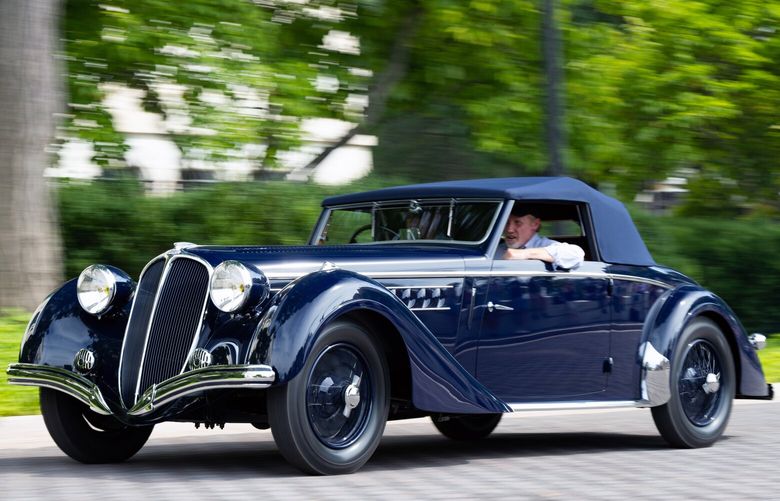 A photo provided by Nadir Ali shows the 1937 Delahaye 135M Roadster Cabriolet that was judged Best of Show at the Concours d’Elegance in downtown Detroit on Sept. 18, 2022. (Nadir Ali via The New York Times) – NO SALES; FOR EDITORIAL USE ONLY WITH NYT STORY SLUGGED AUTOS DETROIT SHOW BY BRETT BERK  FOR NOV. 23, 2022. ALL OTHER USE PROHIBITED. –