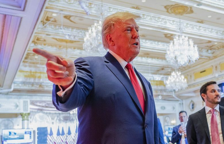 FILE — Former President Donald Trump during his election night party at Mar-a-Lago in Palm Beach, Fla. on Nov. 8, 2022. Despite all the talk of ritzy apartments, free Mercedes-Benzes and extra cash at Christmastime, the criminal tax fraud trial of Donald Trump’s family business could come down to three mundane words: “in behalf of.” (Josh Ritchie/The New York Times)
XNYT56 XNYT56