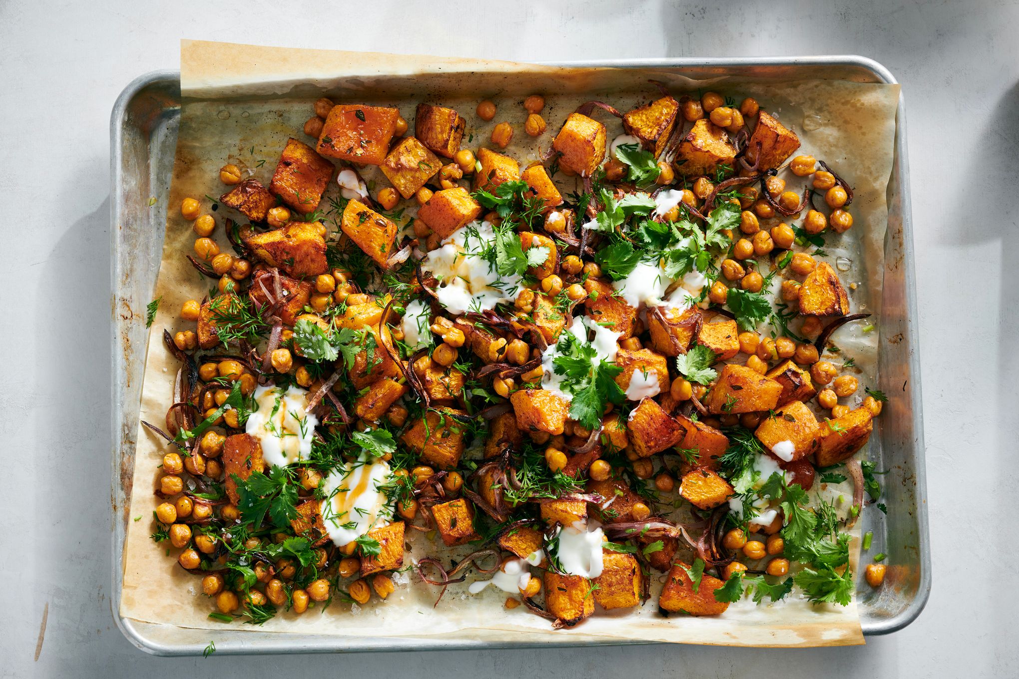 Sheet Pan Vegetable and Chickpea Bake - Dishing Out Health