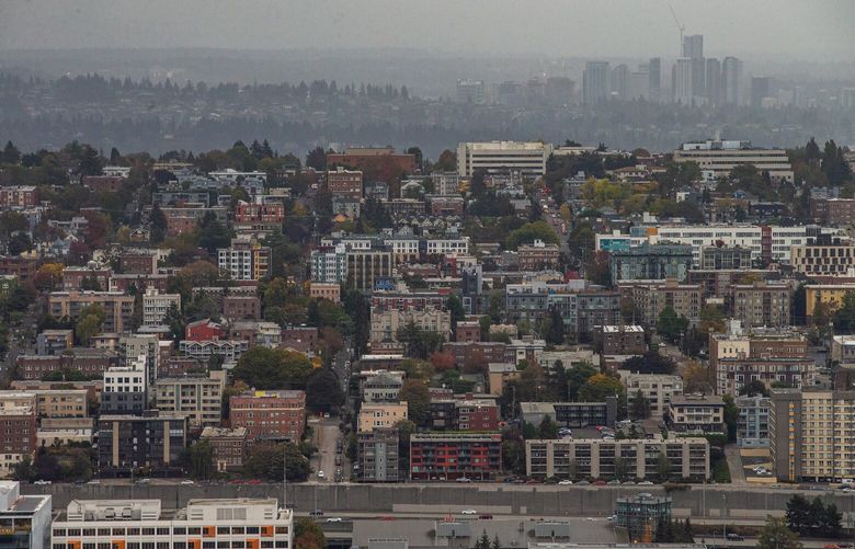 Capitol Hill seen from atop the Space Needle on Friday, Oct. 21, 2022.
